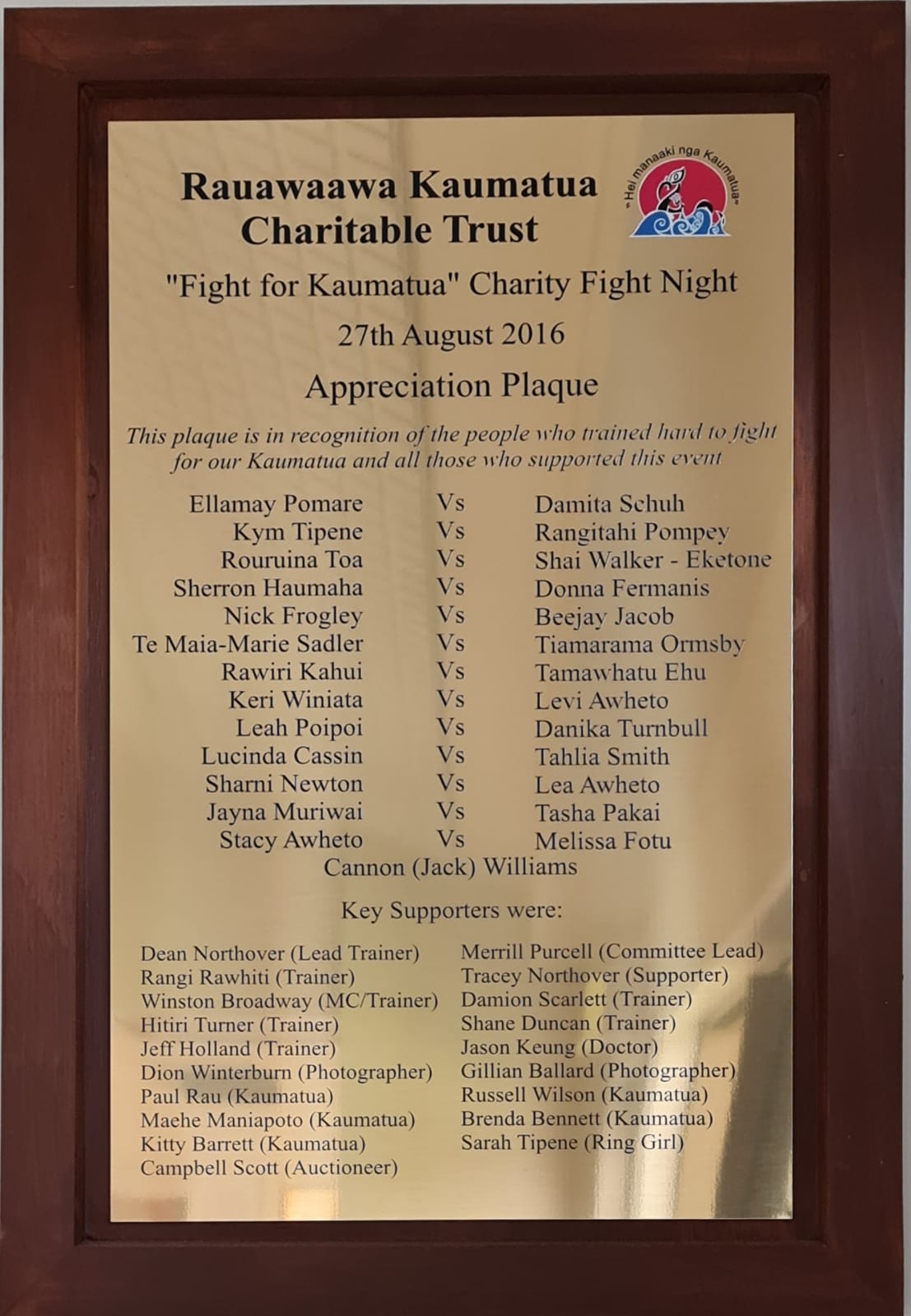 Team / Whānau / Organisation Plaque with Colour